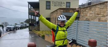 Cyclist at the Tathra Hotel | Kate Baker