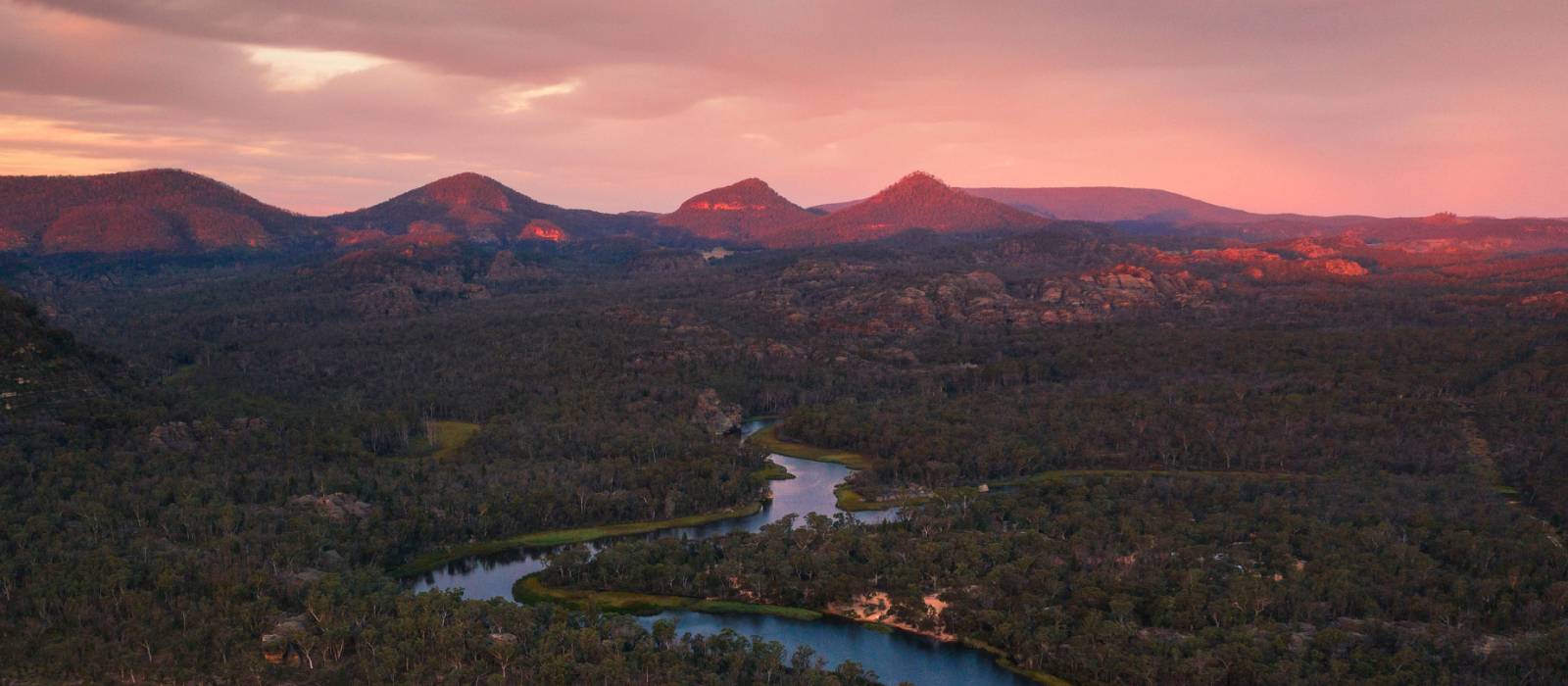 Admire the pink morning sky above Wollemi National Park
