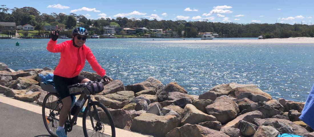 A great sense of achievement arriving into Huskisson on the South Coast Cycle |  <i>Kate Baker</i>