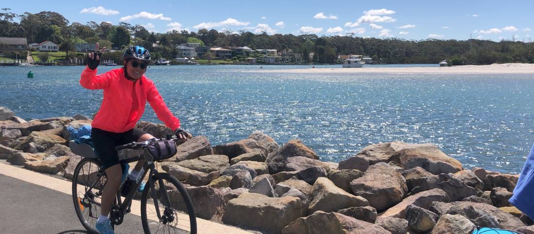 A great sense of achievement arriving into Huskisson on the South Coast Cycle |  <i>Kate Baker</i>