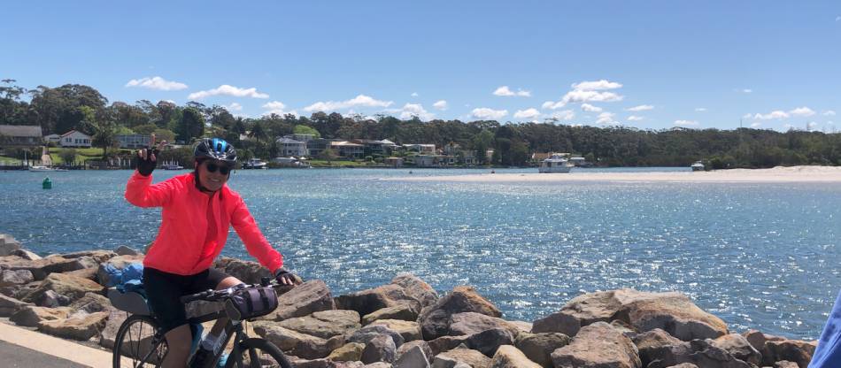 A great sense of achievement arriving into Huskisson on the South Coast Cycle |  <i>Kate Baker</i>