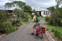 Cyclist arriving into the old school b and b in South Wolumla |  <i>Ross Baker</i>