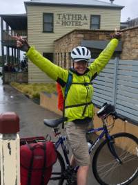 Cyclist at the Tathra Hotel |  <i>Kate Baker</i>