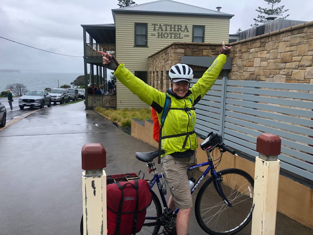 Cyclist at the Tathra Hotel |  <i>Kate Baker</i>