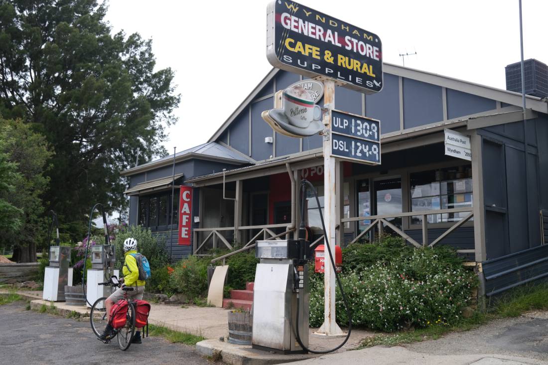 Cyclist at the Wyndham General Store |  <i>Ross Baker</i>