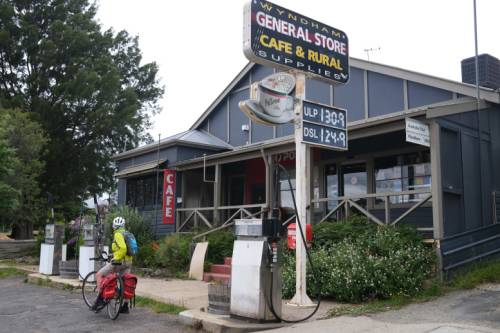 Cyclist at the Wyndham General Store | <i>Ross Baker</i>