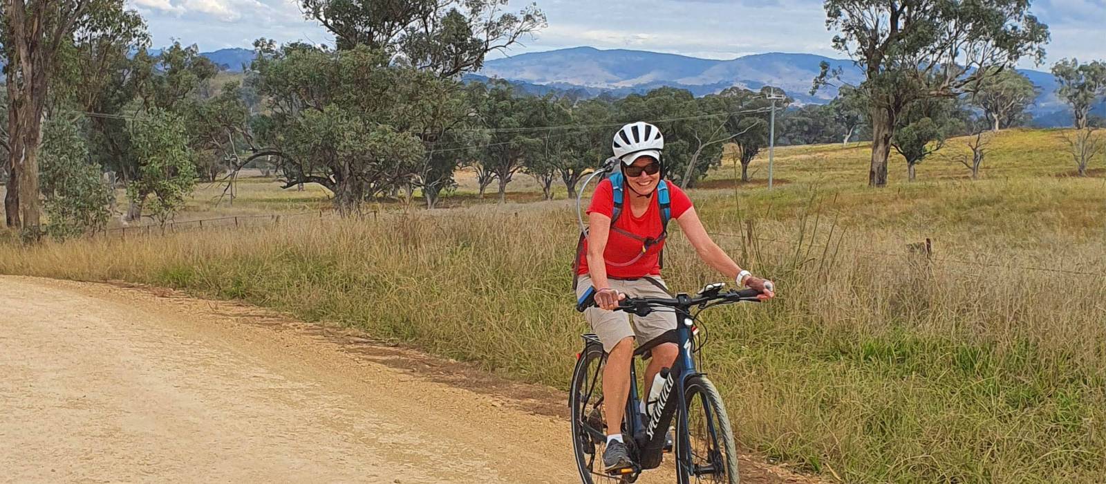 Cyclist on the Central West Cycle route between Mudgee and Gulgong | Ross Baker