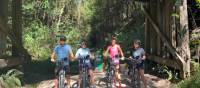 Cyclists at the end of the first stage of the Rail trail at Crabbes Creek | Kate Baker