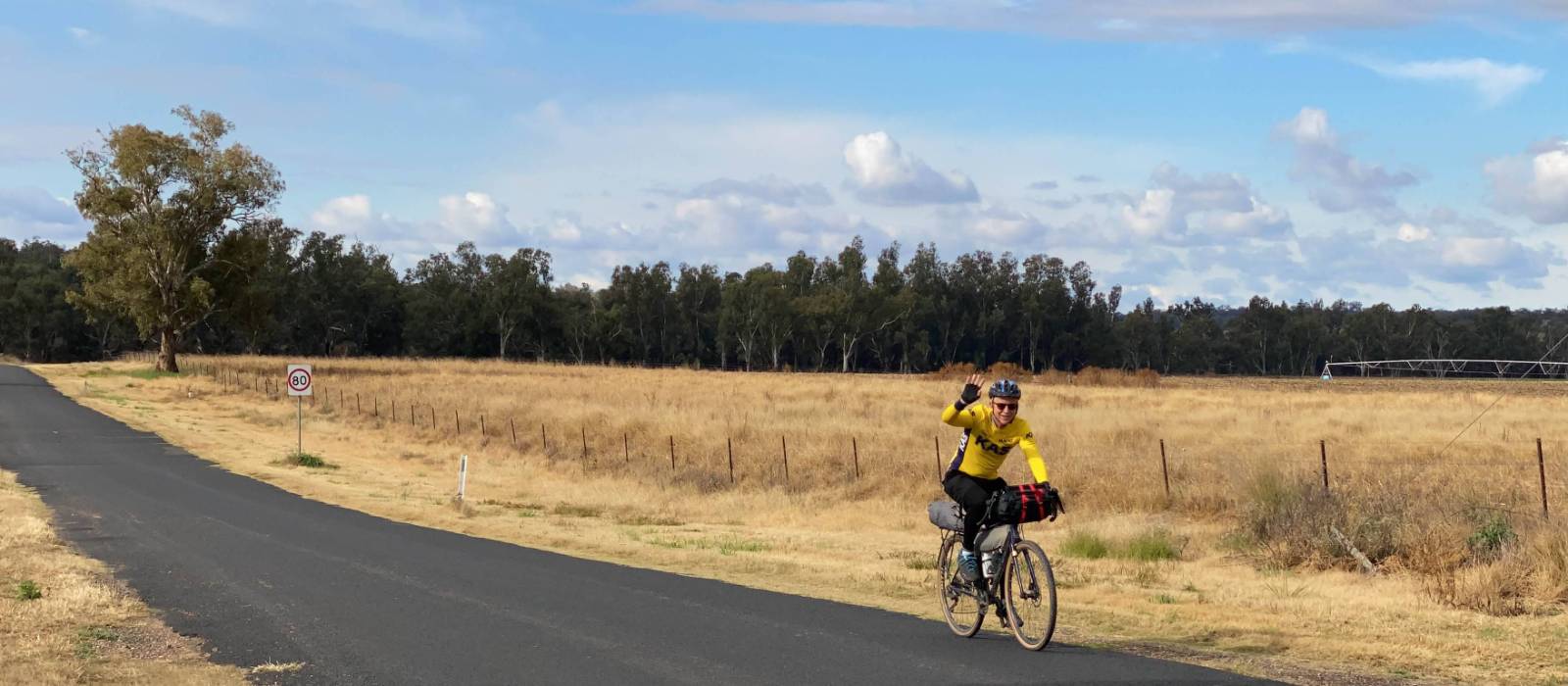 Happy cyclist on the route between Dubbo and Wellington | Michele Eckersley