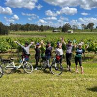 A group of friends on a cycle tour in the Hunter Valley | Kate Baker