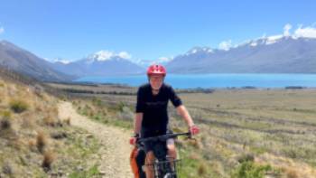 Lake Ohau,Sandra Appleby Climbing up from Lake Ohau to reach the highpoint