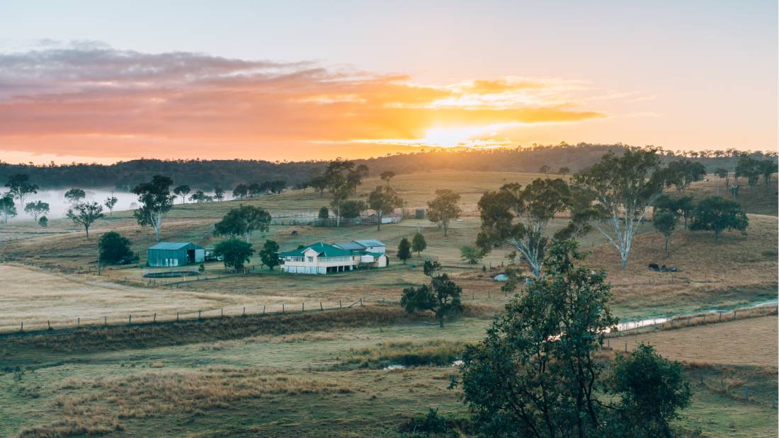 A beautiful sunset over the South Burnett Rail Trail.