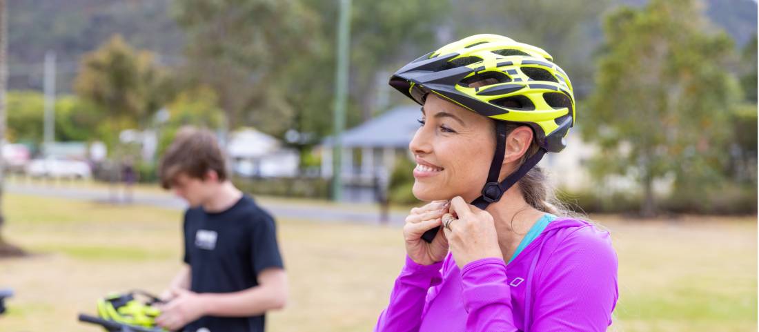 Preparing for a day of cycling on the Brisbane Valley Rail Trail |  <i>Tourism and Events Queensland</i>