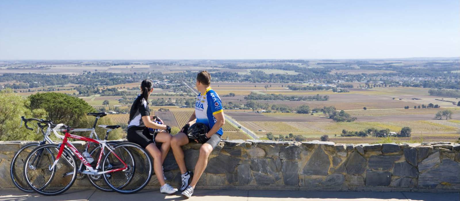 Cyclists relaxing at Mengler Hill Lookout in the Barossa Valley | Jacqui Way