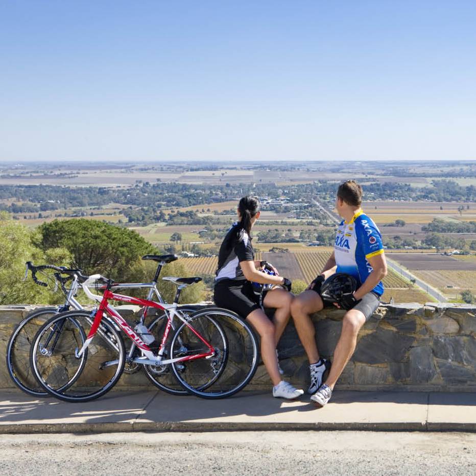 Cyclists relaxing at Mengler Hill Lookout in the Barossa Valley | Jacqui Way