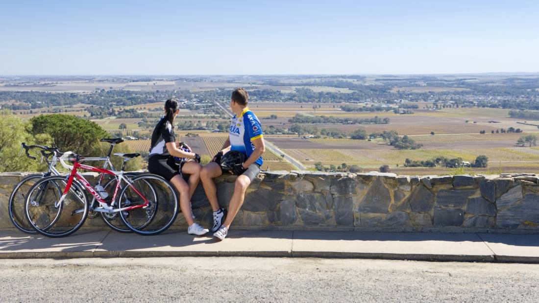 Cyclists relaxing at Mengler Hill Lookout in the Barossa Valley |  <i>Jacqui Way</i>