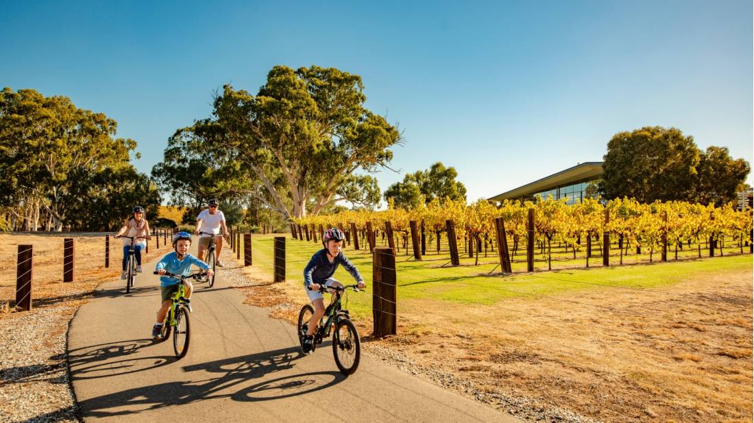 A family cycling the Barossa Trail |  <i>Sven Kovac</i>