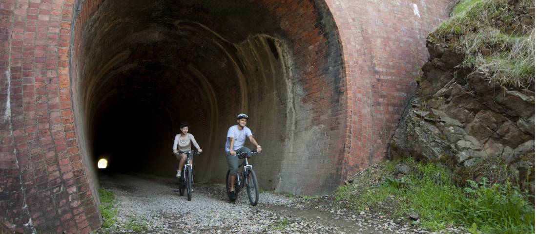 Cycling through the Cheviote Tunnel on the Great Victorian Rail Trail |  <i>Robert Blackburn</i>