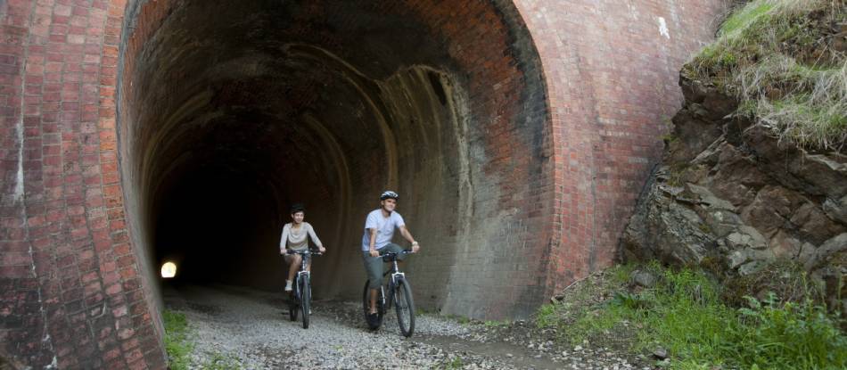 Cycling through the Cheviote Tunnel on the Great Victorian Rail Trail |  <i>Robert Blackburn</i>