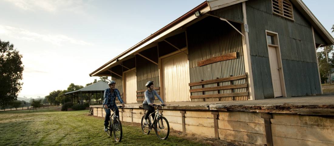 Cyclists near Yea Station in Victoria's high country