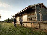 Cyclists near Yea Station in Victoria's high country