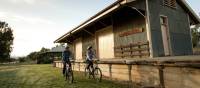 Cyclists near Yea Station in Victoria's high country