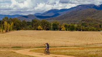 Cycling the Murray to Mountains Rail Trail near Bright