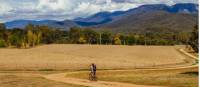 Cycling the Murray to Mountains Rail Trail near Bright