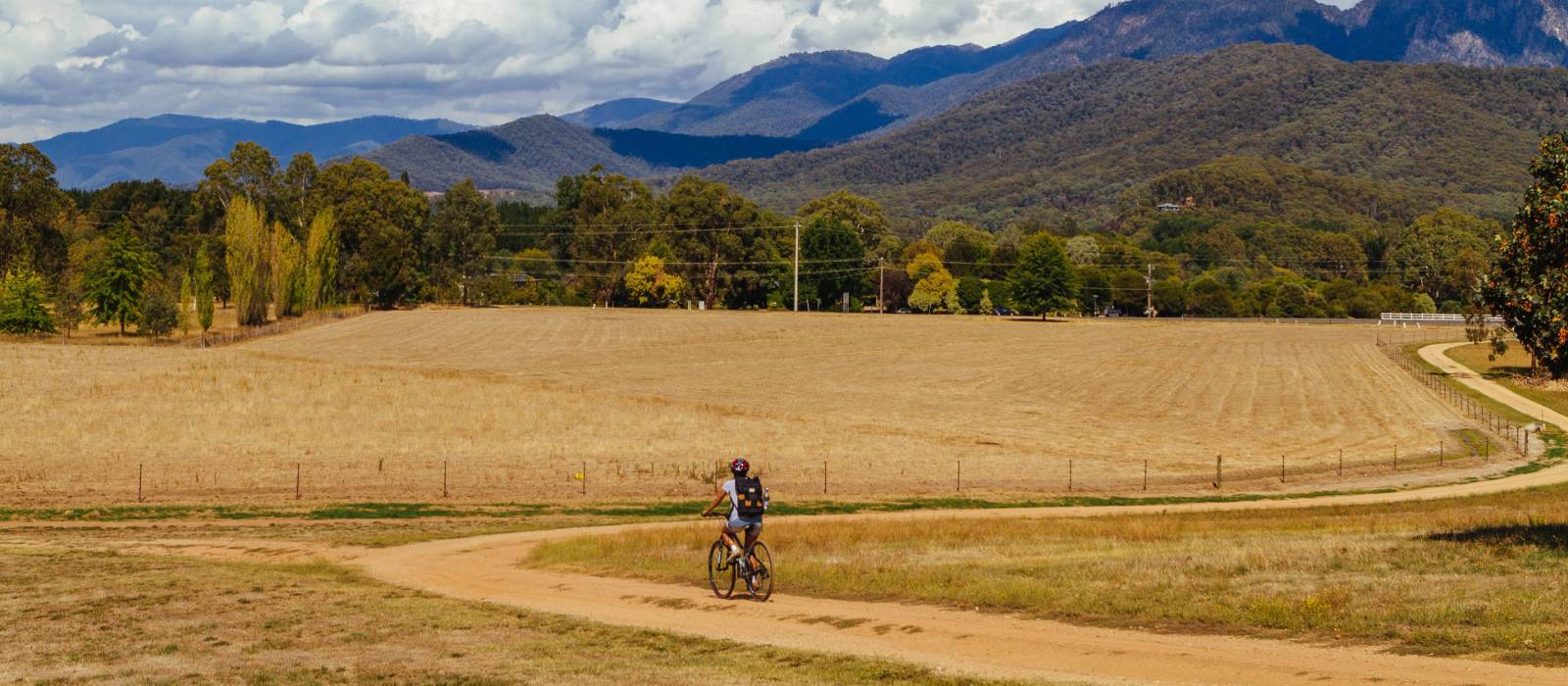 Cycling the Murray to Mountains Rail Trail near Bright