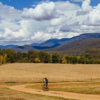 Cycling the Murray to Mountains Rail Trail near Bright