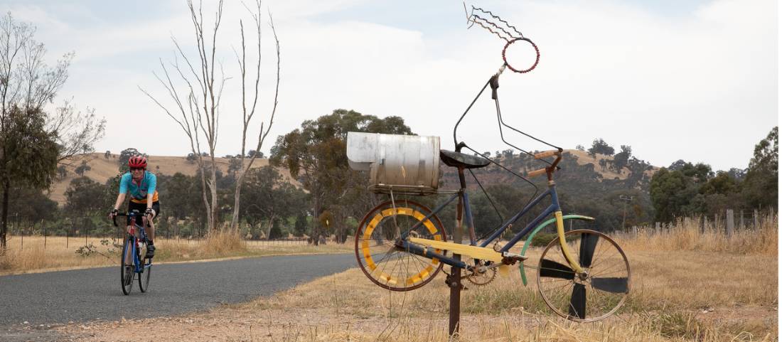 You'll encounter interesting cyclists on the Murray to the Mountains rail trail |  <i>Bruce Baker</i>