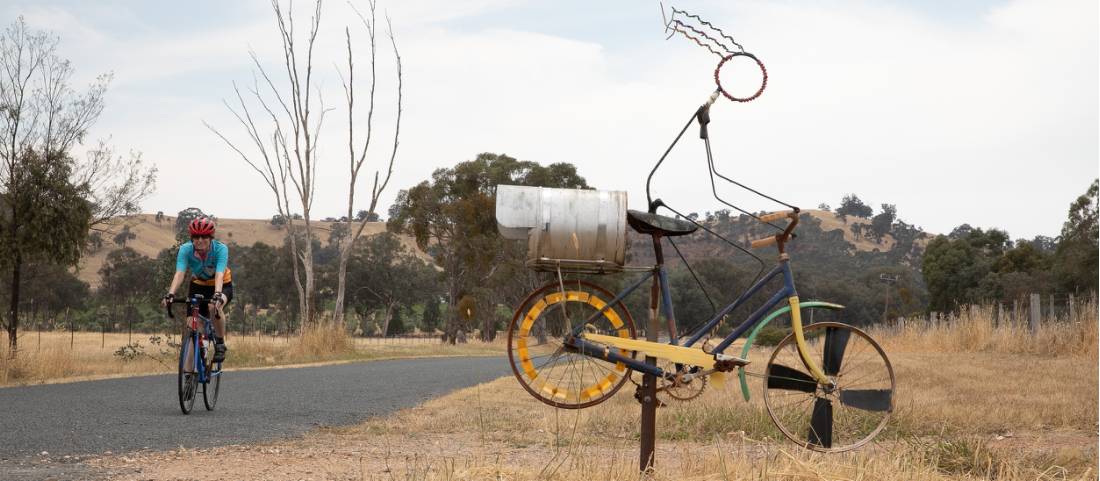 You'll encounter interesting cyclists on the Murray to the Mountains rail trail |  <i>Bruce Baker</i>