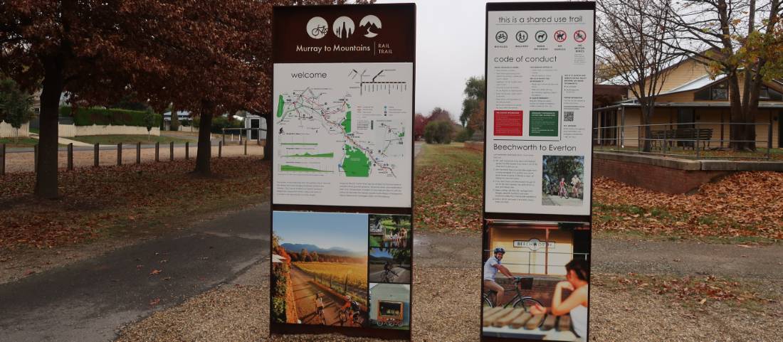 An example of the signage on the Murray to Mountains Rail Trail |  <i>Erin Williams</i>