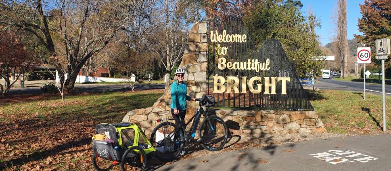 Cycling into Bright to finish the Murray to Mountains Rail Trail | <i>Erin Williams</i>