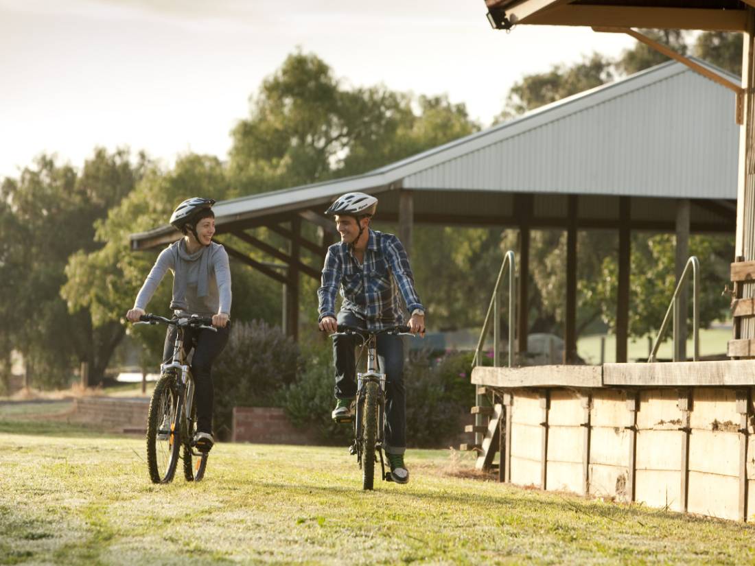 Riding past Yea Station on the Great Victorian Rail Trail |  <i>Ride High Country</i>