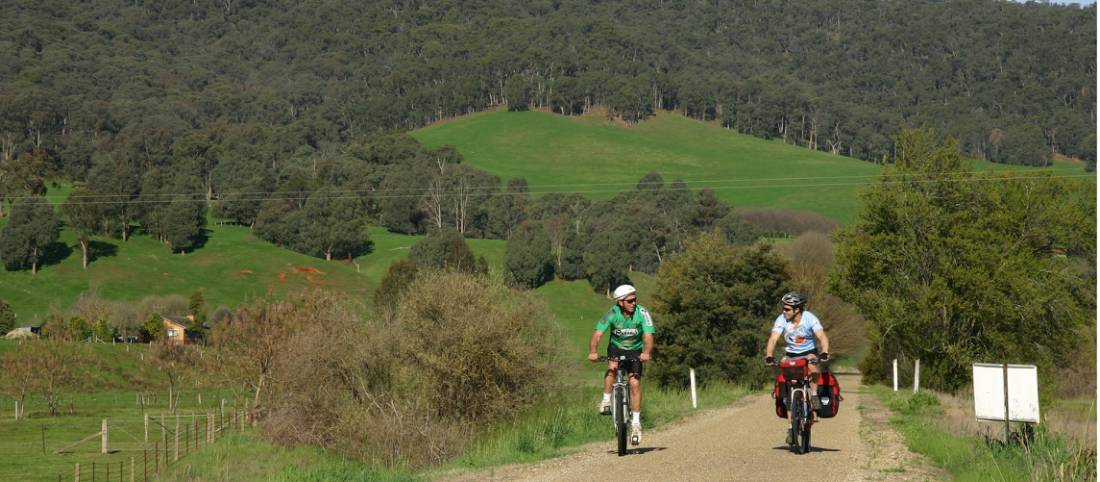 Cycling the Murray to Mountains Rail Trail near Eurobin |  <i>Rail Trails Australia</i>