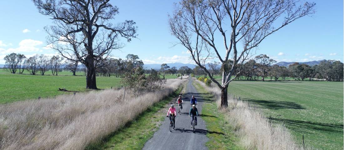 Cycling the Great Victorian Rail Trail near Olivers Road |  <i>Rail Trails Australia</i>