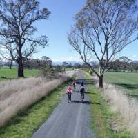 Cycling the Great Victorian Rail Trail near Olivers Road | Rail Trails Australia