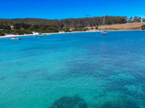 Crystal blue waters of Maria Island