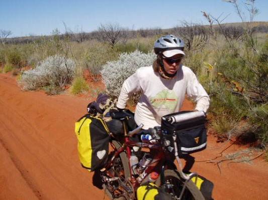 Kate pushes a 50kg load through the sands of the Gunbarrel Highway |  <i>Kate Leeming</i>