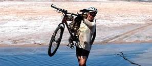 Crossing the saline Savory Creek, the main source of water for Lake Disappointment, the Canning Stock Route |  <i>Kate Leeming</i>