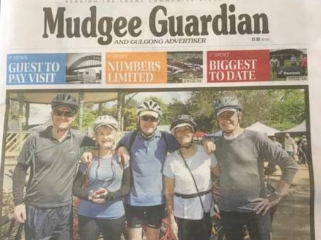 A self guided cycling group made the front page of the Mudgee newspaper |  <i>Mudgee Guardian</i>