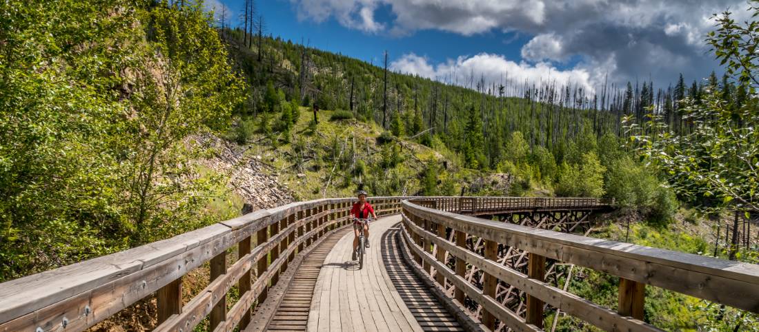 Wooden Trestle Bridges of the Kettle Valley rail trail near Kelowna, BC