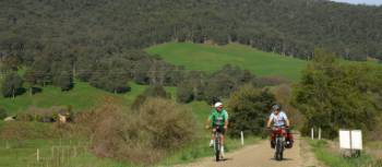 Cycling the Murray to Mountains Rail Trail near Eurobin | Rail Trails Australia